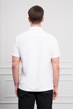 Morven Erkek Beyaz Apaş Yaka Kısa Kol Gömlek