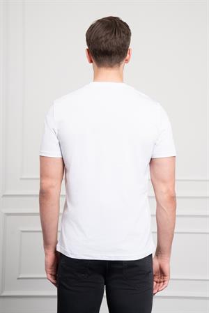 Morven Erkek Beyaz Basic Bisiklet Yaka Dynamic Fit Pamuk T-Shirt