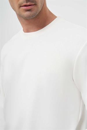 Morven Erkek Beyaz Basic Bisiklet Yaka Sweat-Shirt