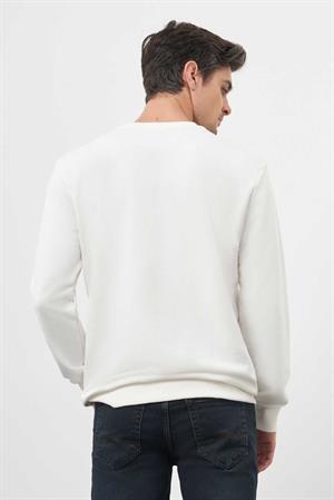 Morven Erkek Beyaz Basic Bisiklet Yaka Sweat-Shirt