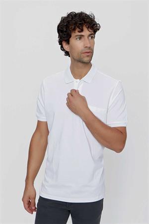 Morven Erkek Beyaz Basic Düz %100 Pamuk Battal Geniş Kesim Kısa Kollu  Polo Yaka Tişört