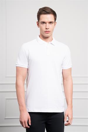 Morven Erkek Beyaz Basic Polo Yaka Dynamic Fit T-Shirt