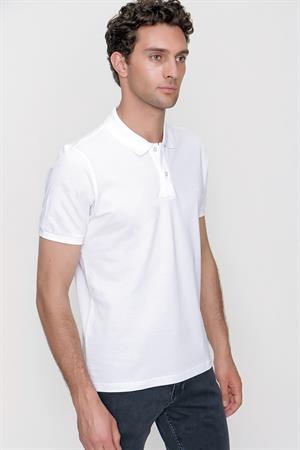 Morven Erkek Beyaz Basic Polo Yaka Dynamic Fit T-Shirt