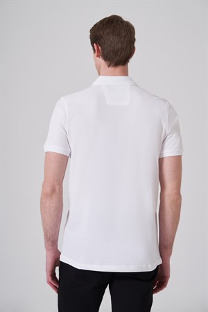 Morven Erkek Beyaz Basic Polo Yaka Dynamic Fit T-Shirt