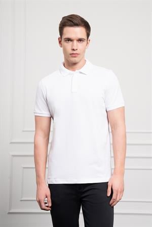 Morven Erkek Beyaz Basic Polo Yaka Dynamic Fit T-Shirt