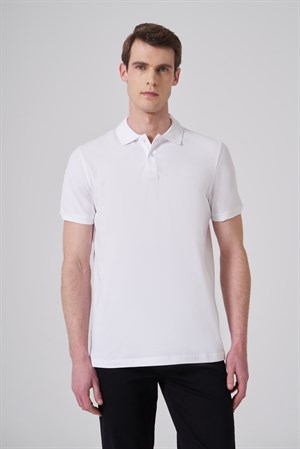 Morven Erkek Beyaz Basic Polo Yaka Dynamic Fit T-Shirt