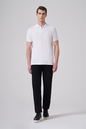 Morven Erkek Beyaz Basic Polo Yaka Dynamic Fit T-Shirt