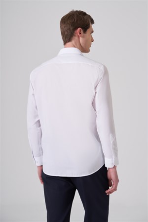 Morven Erkek Beyaz Basic Regular Fit Sert Yaka Gömlek