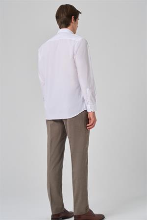Morven Erkek Beyaz Basic Regular Fit Sert Yaka Gömlek