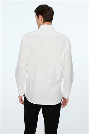 Morven Erkek Beyaz Basic Regular Fit Sert Yaka Gömlek