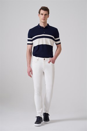 Morven Erkek Beyaz Denim 5 Cep Slim Fit Jean Pantolon
