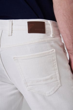 Morven Erkek Beyaz Denim 5 Cep Slim Fit Jean Pantolon