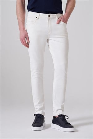 Morven Erkek Beyaz Denim 5 Cep Slim Fit Jean Pantolon