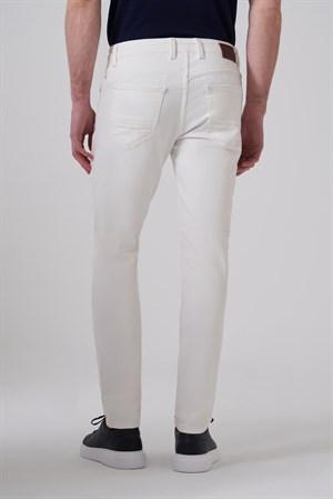 Morven Erkek Beyaz Denim 5 Cep Slim Fit Jean Pantolon