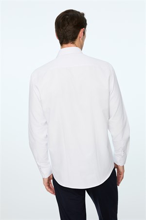 Morven Erkek Beyaz Düz Slim Fit Sert Yaka Gömlek