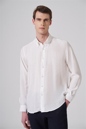 Morven Erkek Beyaz Dynamic Fit Düğmeli Yaka Gömlek Modal