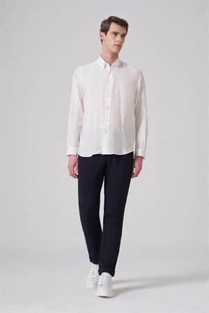 Morven Erkek Beyaz Dynamic Fit Düğmeli Yaka Gömlek Modal