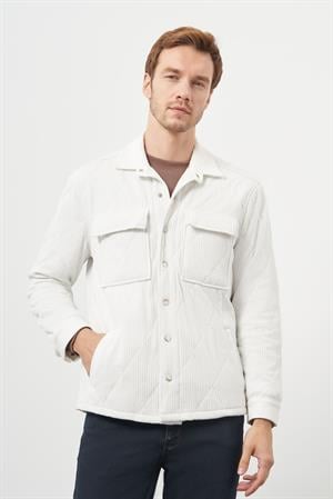 Morven Erkek Beyaz Kapitoneli Worker Ceket