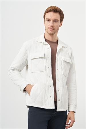Morven Erkek Beyaz Kapitoneli Worker Ceket