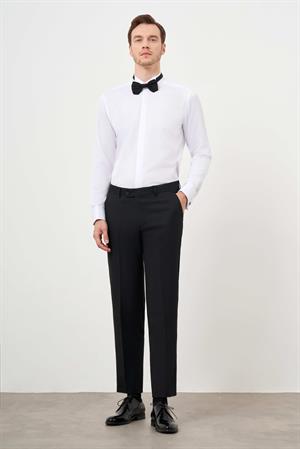 Morven Erkek Beyaz Manşetli Jakar Desen Ata Yaka Slim Fit Gömlek