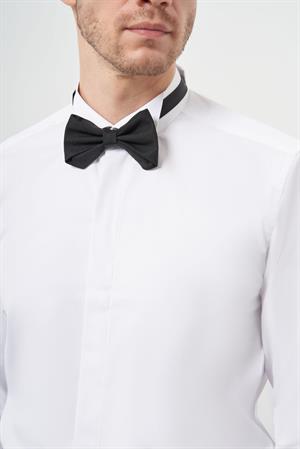 Morven Erkek Beyaz Manşetli Slim Fit Ata Yaka Gömlek