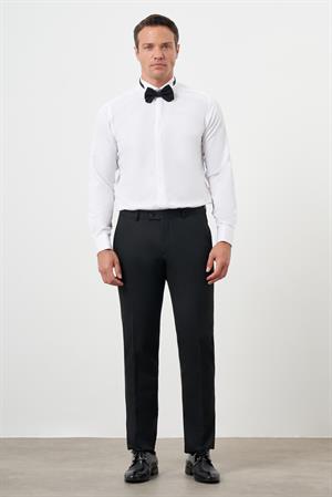 Morven Erkek Beyaz Manşetlii Jakar Desen Ata Yaka Slim Fit Gömlek