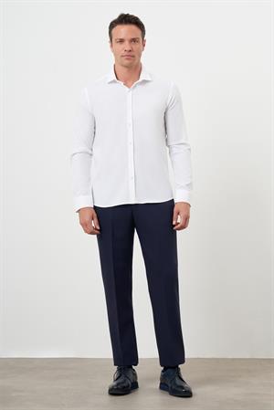 Morven Erkek Beyaz Pamuk Baskılı Desenli  İtalyan Yaka Slim Fit Gömlek