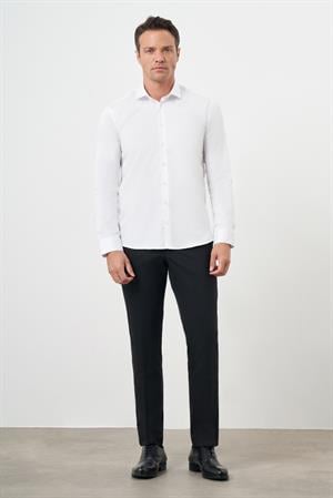 Morven Erkek Beyaz Pamuk Düz Desen İtalyan Yaka Slim Fit  Gömlek