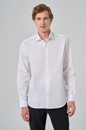 Morven Erkek Beyaz Pamuk Trend Dynamic Fit İtalyan Yaka Gömlek
