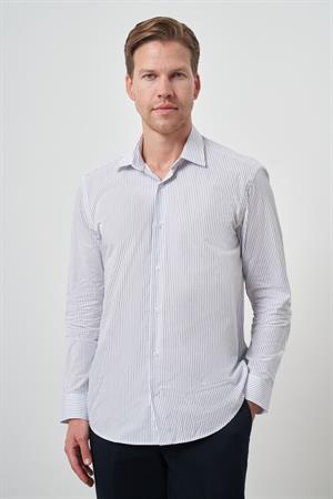 Morven Erkek Beyaz Pamuk Trend Slim Fit Sert Yaka Gömlek