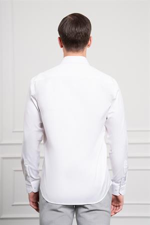 Morven Erkek Beyaz Pamuk Trend Slim Fit İtalyan Yaka Gömlek