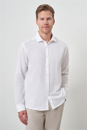 Morven Erkek Beyaz Pamuk Trend Slim Fit İtalyan Yaka Gömlek