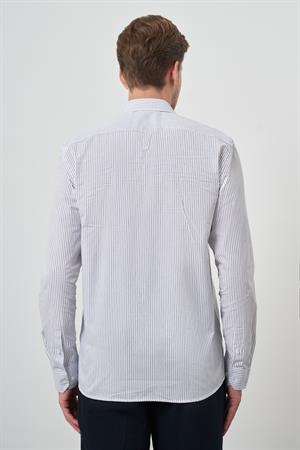 Morven Erkek Beyaz Pamuk Trend Slim Fit Sert Yaka Gömlek