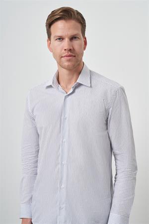 Morven Erkek Beyaz Pamuk Trend Slim Fit Sert Yaka Gömlek