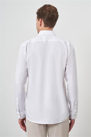 Morven Erkek Beyaz Pamuk Trend Slim Fit Dar Kesim Non Iron Gömlek