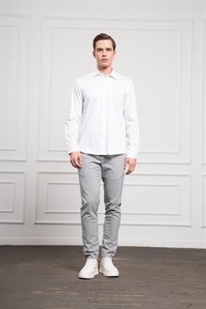 Morven Erkek Beyaz Pamuk Trend Slim Fit Dar Kesim Gömlek