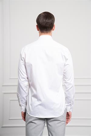 Morven Erkek Beyaz Pamuk Trend Slim Fit Dar Kesim Gömlek