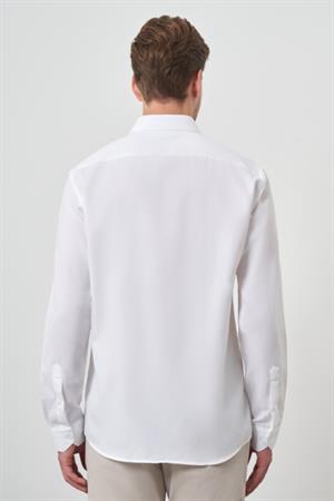 Morven Erkek Beyaz Pamuk Trend Slim Fit İtalyan Yaka Gömlek