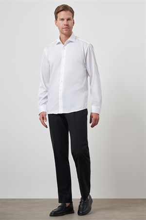 Morven Erkek Beyaz Pamuk Trend Slim Fit Dar Kesim Non Iron Gömlek
