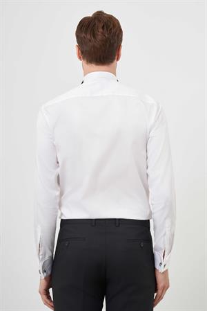 Morven Erkek Beyaz Piliseli Ata Yaka Slim Fit Gömlek