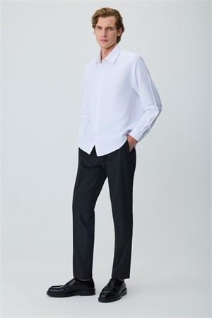 Morven Erkek Beyaz Polyester Trend Desenli Dynamic Fit İtalyan Yaka Gömlek