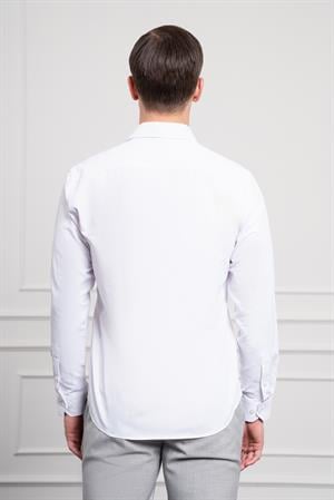 Morven Erkek Beyaz Slim Fit Dar Kesim Sert Spor Yaka Gömlek