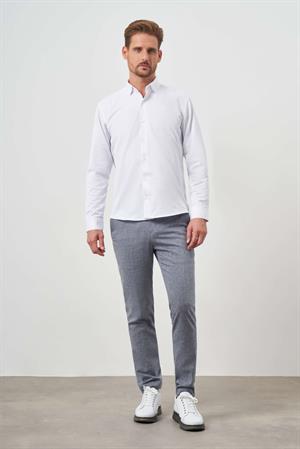 Morven Erkek Beyaz Trend Baskılı Desenli İtalyan Yaka Slim Fit Gömlek