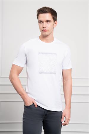 Morven Erkek Beyaz Trend Bisiklet Yaka Dinamik Fit Pamuk T-Shirt