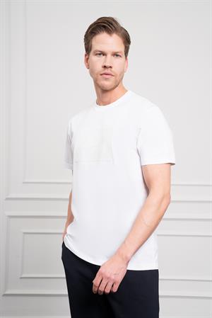 Morven Erkek Beyaz Trend Bisiklet Yaka Dinamik Fit Pamuk T-Shirt