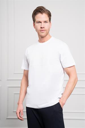 Morven Erkek Beyaz Trend Bisiklet Yaka Dinamik Fit Pamuk T-Shirt