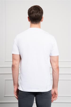 Morven Erkek Beyaz Trend Bisiklet Yaka Dinamik Fit Pamuk T-Shirt