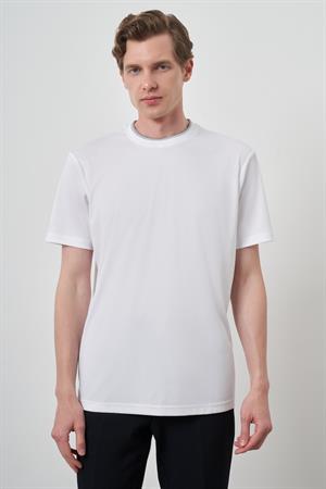 Morven Erkek Beyaz Trend Bisiklet Yaka T-Shirt