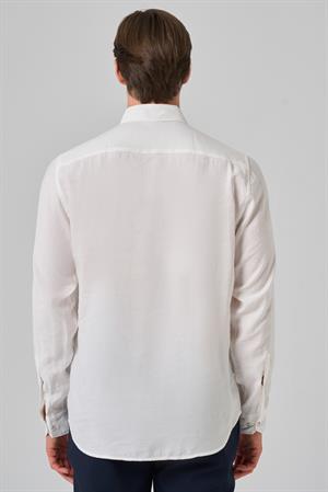 Morven Erkek Beyaz Dynamic Fit Düğmeli Yaka Modal Gömlek