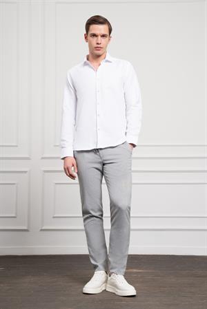 Morven Erkek Beyaz Trend İtalyan Yaka  Slim Fit Dar Kesim Gömlek